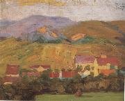 Egon Schiele Village with Mountain (mk12) china oil painting artist